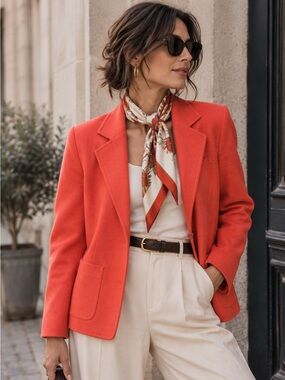 Vintage Talbots Wool Coral Blazer 12W Petite Career Quiet Luxury Maximalist